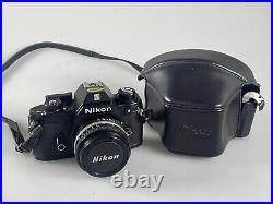 Vintage Nikon EM 35mm Film Camera + Series E 50mm 11.8 Lens with Case & Strap