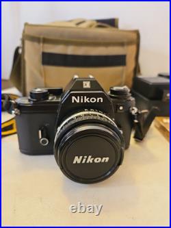 Vintage Nikon EM Camera With Accessories Lens & Camera Bag