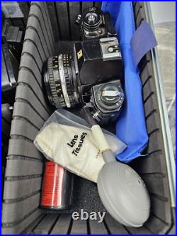 Vintage Nikon EM Film Camera With Hard Case And 16 Assorted Lens & Accessories