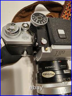 Vintage Nikon F 35mm Camera Lot With 50mm Lens + Extra Lens Flash, Case + More