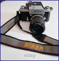 Vintage Nikon F 35mm Camera With ZOOM NIKKOR 4386mm Lens & Nikon Shoulder Strap