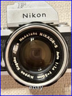 Vintage Nikon F 35mm Film Camera with Nikkor 50mm Lens + Case Working Shutter