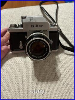 Vintage Nikon F 35mm Film Camera with Nikkor 50mm Lens + Case Working Shutter