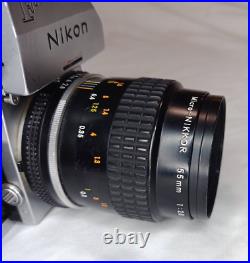 Vintage Nikon F Camera Photomic FTn Metering Prism Micro-Nikkor 55mm 12.8 Lens