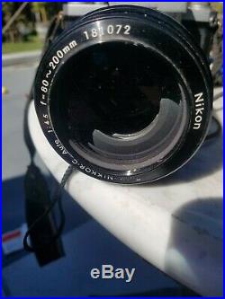 Vintage Nikon F Photomic 35mm SLR Film Camera Chrome Body setup, 3 lenses, acc
