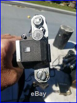 Vintage Nikon F Photomic 35mm SLR Film Camera Chrome Body setup, 3 lenses, acc