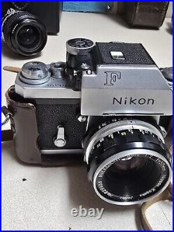 Vintage Nikon F SLR 35mm Film Camera + Nikkor-H Nippon Kogaku 50mm Lens & MORE