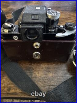 Vintage Nikon F camera with a NIKKOR-S Auto 11.2 f=55mm lens & Leather Case
