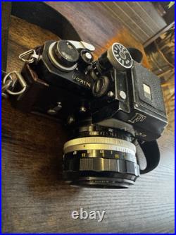 Vintage Nikon F camera with a NIKKOR-S Auto 11.2 f=55mm lens & Leather Case