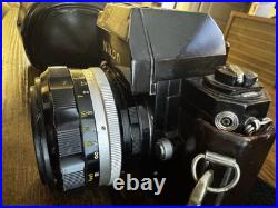 Vintage Nikon F camera with a NIKKOR-S Auto 11.2 f=55mm lens & Leather Case