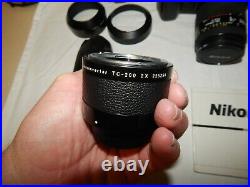 Vintage Nikon F4 35mm Camera With Lenses And Lots Of Extras Free Shipping