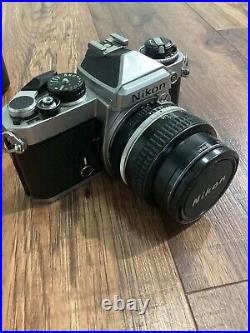 Vintage Nikon FE 3475989 35mm Film Camera with Nikkor 50mm Lens 11.4 & FE/FM Case