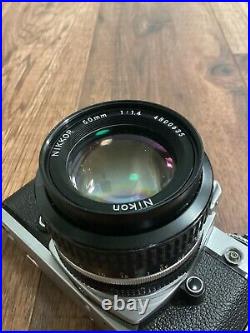 Vintage Nikon FE 3475989 35mm Film Camera with Nikkor 50mm Lens 11.4 & FE/FM Case