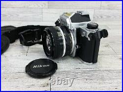 Vintage Nikon FE 35mm Film SLR Camera & 50mm 1 1.4 Lens Neck Strap Lot Set