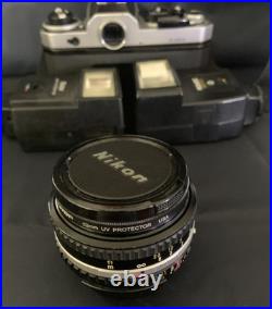 Vintage Nikon FE Manual 35 MM Film Camera 2 Lens 2 Flash & Cloth Case