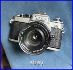 Vintage Nikon FE SLR Manual 35 MM Film Camera w 28mm 12.8 Kalimar Lens