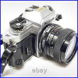 Vintage Nikon FG 35mm Film Camera withSoligor 28mm F2.8 Macro Lens & Bag TESTED