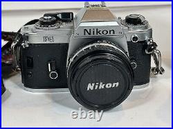 Vintage Nikon FG Camera With Vivitar Zoom LENS Works Good (Untested With Film)