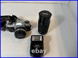 Vintage Nikon FG Camera With Vivitar Zoom LENS Works Good (Untested With Film)