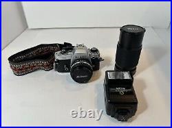 Vintage Nikon FG Camera With Vivitar Zoom LENS Works Good (Untested With Film)