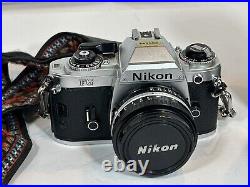 Vintage Nikon FG Camera With Vivitar Zoom LENS Works Good (Untested With Film)