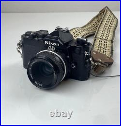 Vintage Nikon FM Black Film Camera with Nikon Nikkor Ai 50mm F2 Lens Japan Nice EG