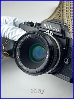 Vintage Nikon FM Black Film Camera with Nikon Nikkor Ai 50mm F2 Lens Japan Nice EG