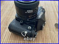 Vintage Nikon FM3a 35mm Film SLR Camera Body Black With 35mm AF Nikkor Lens