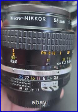 Vintage Nikon N2000 Film Camera with 5 Lens 55mm, 135mm, 300mm 80-200mm Nikkor