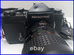 Vintage Nikon Nikkormat Black FT3 35mm Film Camera with 80mm Lens Clean UNTESTED