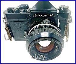 Vintage Nikon Nikkormat FT2 35mm Camera w 50mm Nikon 114 Lense w Rainbow Flash