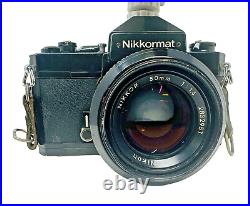 Vintage Nikon Nikkormat FT2 35mm Camera w 50mm Nikon 114 Lense w Rainbow Flash