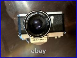 Vintage Nikon Nikomat 35mm SLR Camera with 50mm f/1.4 Lens & Leather Case Clean