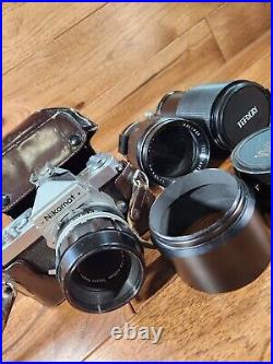 Vintage Nikon Nikomat Lot FT 35mm Camera with Lens and Leather Case Made In Japan