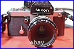 Vintage Nikon f2 photomic black 35mm film camera, with micro Nikkor lens