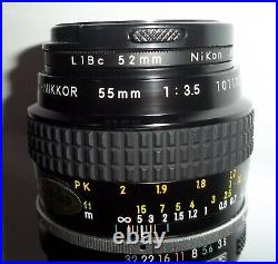 Vintage Nikon lot Nikkor 55mm 1 35 camera lense 52mm lense filter hard case