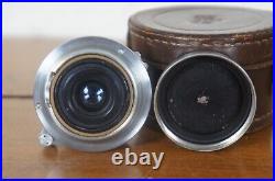 Vintage Nippon Kogaku W-Nikkor C 2.8cm Camera Lens & Leather Case Nikon 2