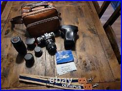Vintage OLYMPUS OM-10 35mm film camera and lens bundle, Untested