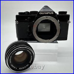 Vintage Olympus Black OM-1 SLR 35mm Film Camera 50mm 1.8 F. Zuiko Auto-S Lens