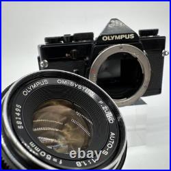 Vintage Olympus Black OM-1 SLR 35mm Film Camera 50mm 1.8 F. Zuiko Auto-S Lens