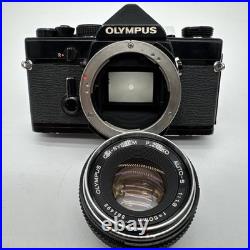 Vintage Olympus Black OM-1 SLR 35mm Film Camera 50mm 1.8 F. Zuiko Auto-S Lens