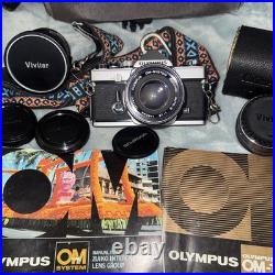 Vintage Olympus OM-1 35mm Film Camera with 50mm f/1.8 Lens, Extras, Bundle