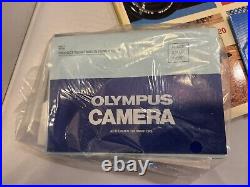 Vintage Olympus OM-10 SLR Film Camera Silver Body 50mm Lens Case Strap Filters +