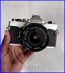 Vintage Olympus OM-1N 35mm Film Camera Vivitar 28mm F2.8 Lens Shoe. Leather Case