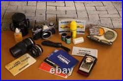 Vintage Olympus OM-G 35mm SLR Film Camera 50mm f/1.8 75-150mm f/4 Lens  Tested