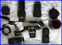 Vintage Olympus OM1 35mm Film Camera OM-1 Bundle Multiple Zuiko Lenses Leather