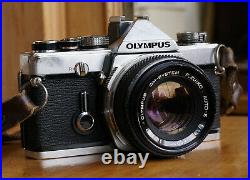 Vintage Olympus OM1 35mm SLR Camera with 50mm F1.8 Lens, Working