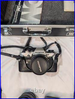 Vintage Olympus OM10 Black 50mm & 28mm Auto Focus Prime Lens Film Camera LOT