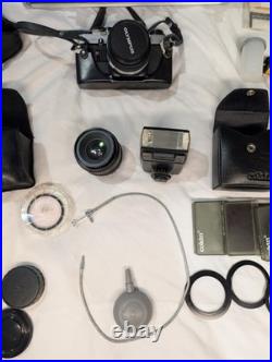 Vintage Olympus OM10 Black 50mm & 28mm Auto Focus Prime Lens Film Camera LOT