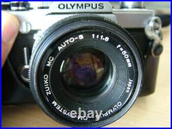 Vintage Olympus OM1n, 35mm, SLR, Film Camera. OM Auto S, 50mm, f1.8 Lens. Case